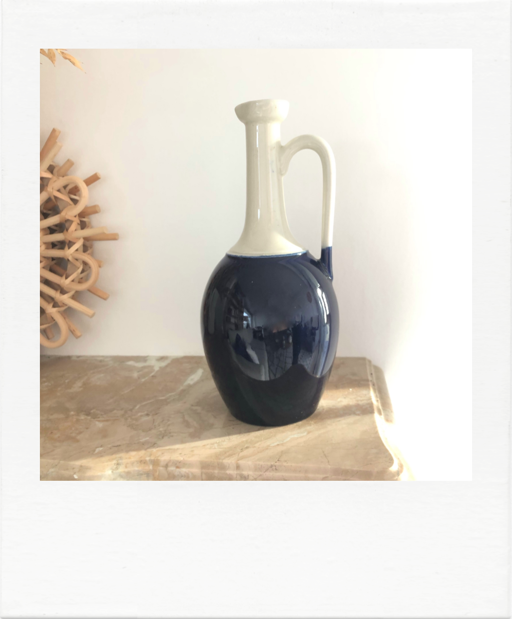 Decanter in blue and white ceramic