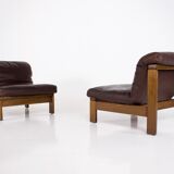 Paire de chauffeuses en cuir 1970