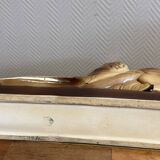 Pair of golden pheasants from the Art Deco period in brown glazed ceramic