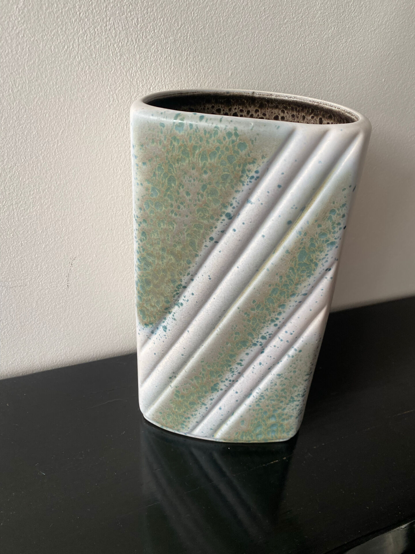 Large vintage vase numbered in pale green and white.