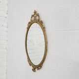 Oval Brass Medallion Mirror, Italy, 1950s