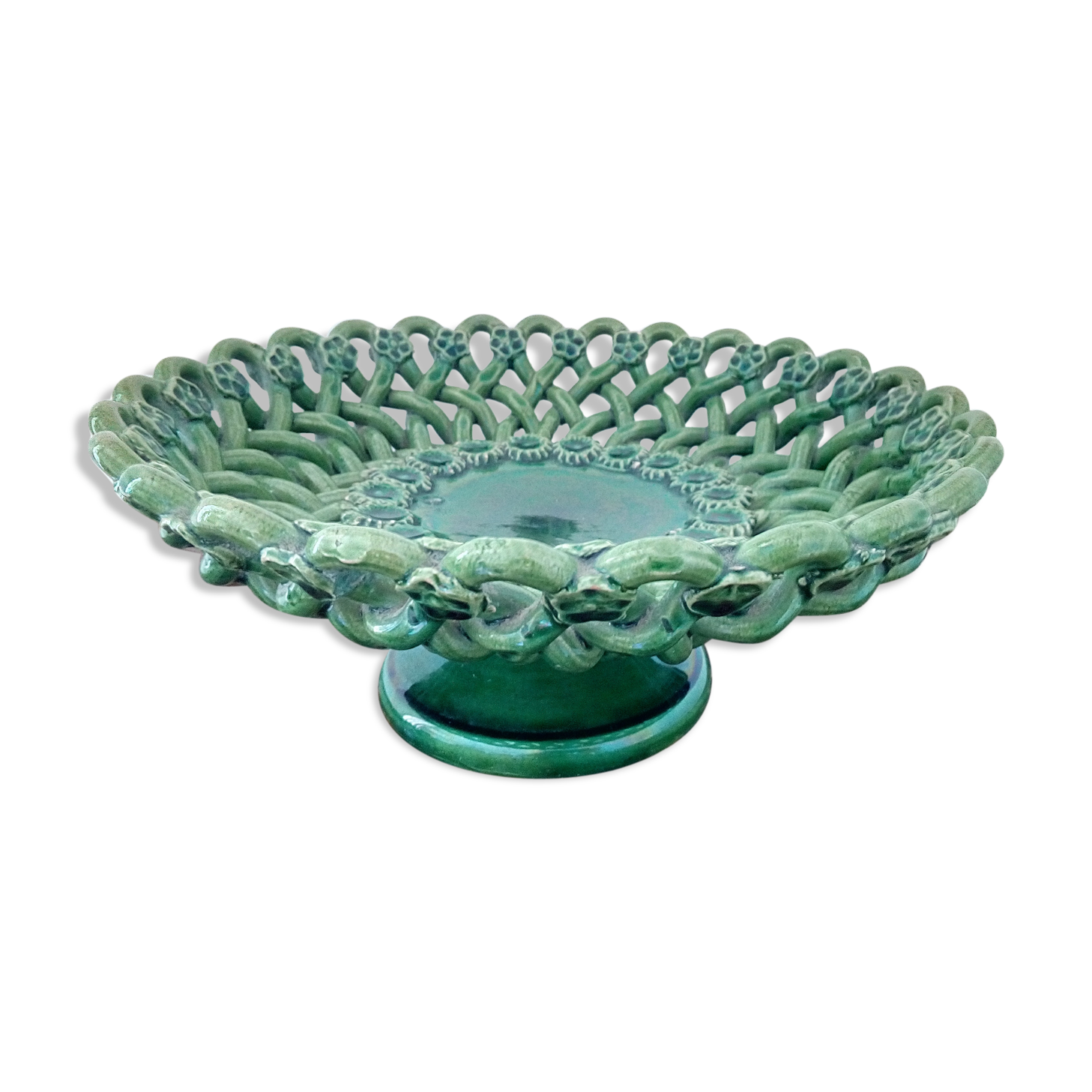 Pichon Uzès green ceramic empty-pocket braided cup