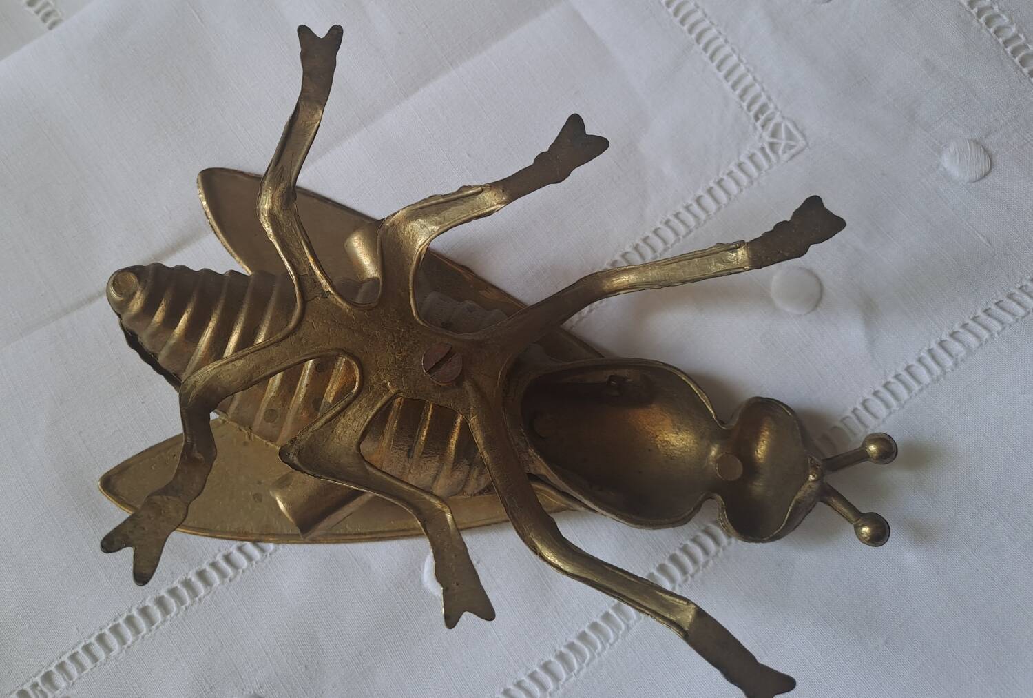 Large brass fly ashtray