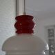 White and red opaline glass chandelier vintage 1970 space age