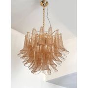 Contemporary Clear and Gold “Petali-Selle” Murano Glass Chandelier in Mazze