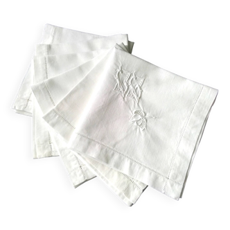 6 old white cotton napkins monogrammed “CG”