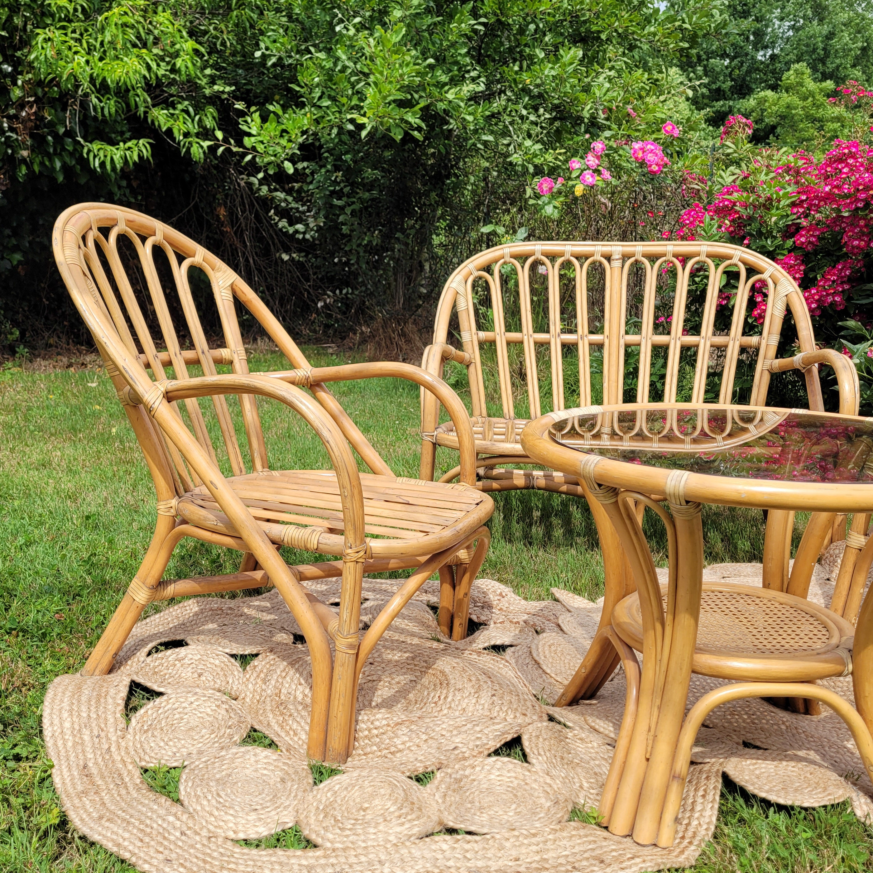 Vintage rattan garden furniture