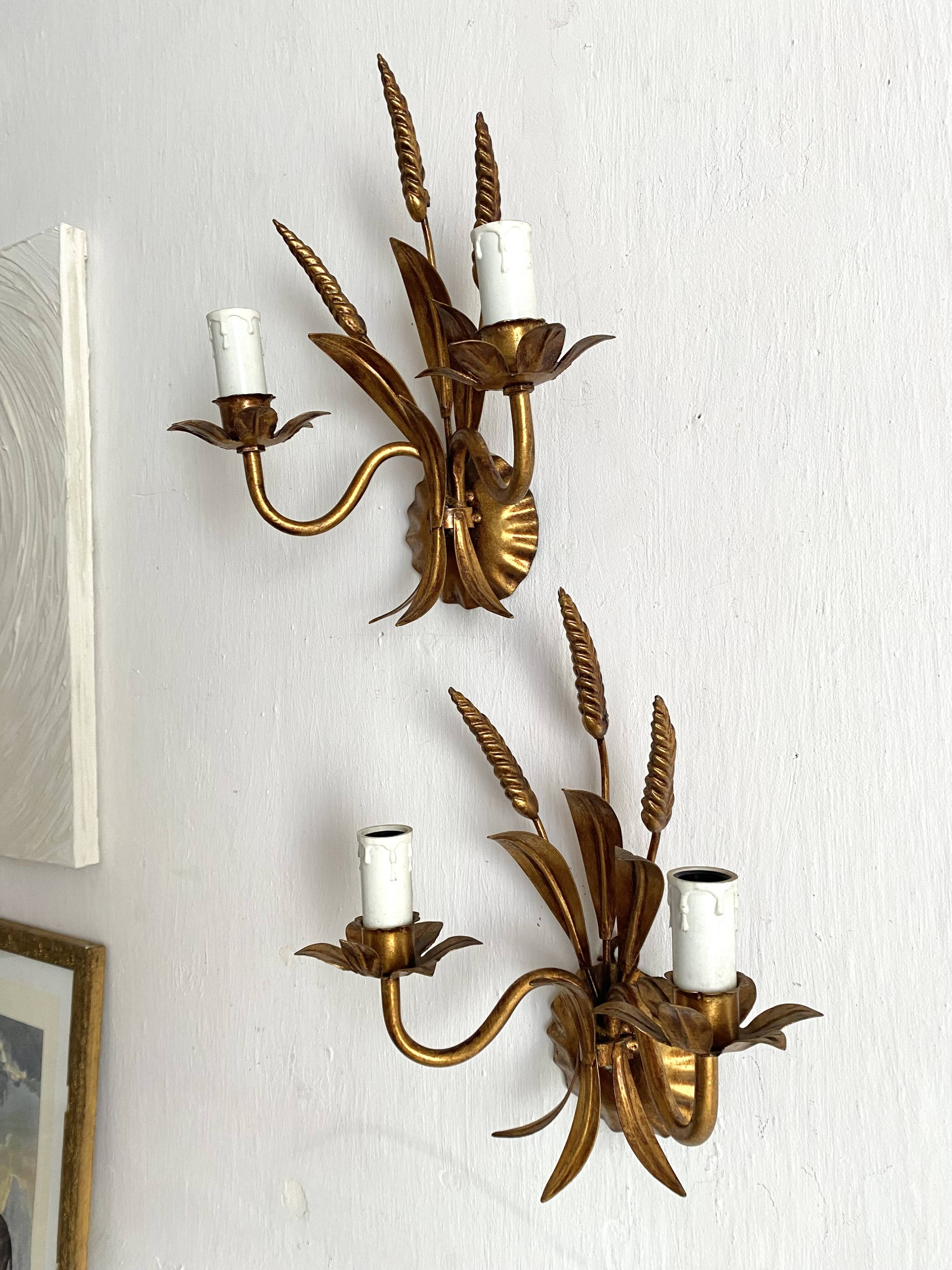 Hollywood Regency Italian wheat ear sconces