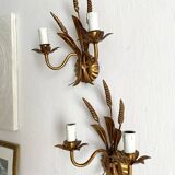 Hollywood Regency Italian wheat ear sconces