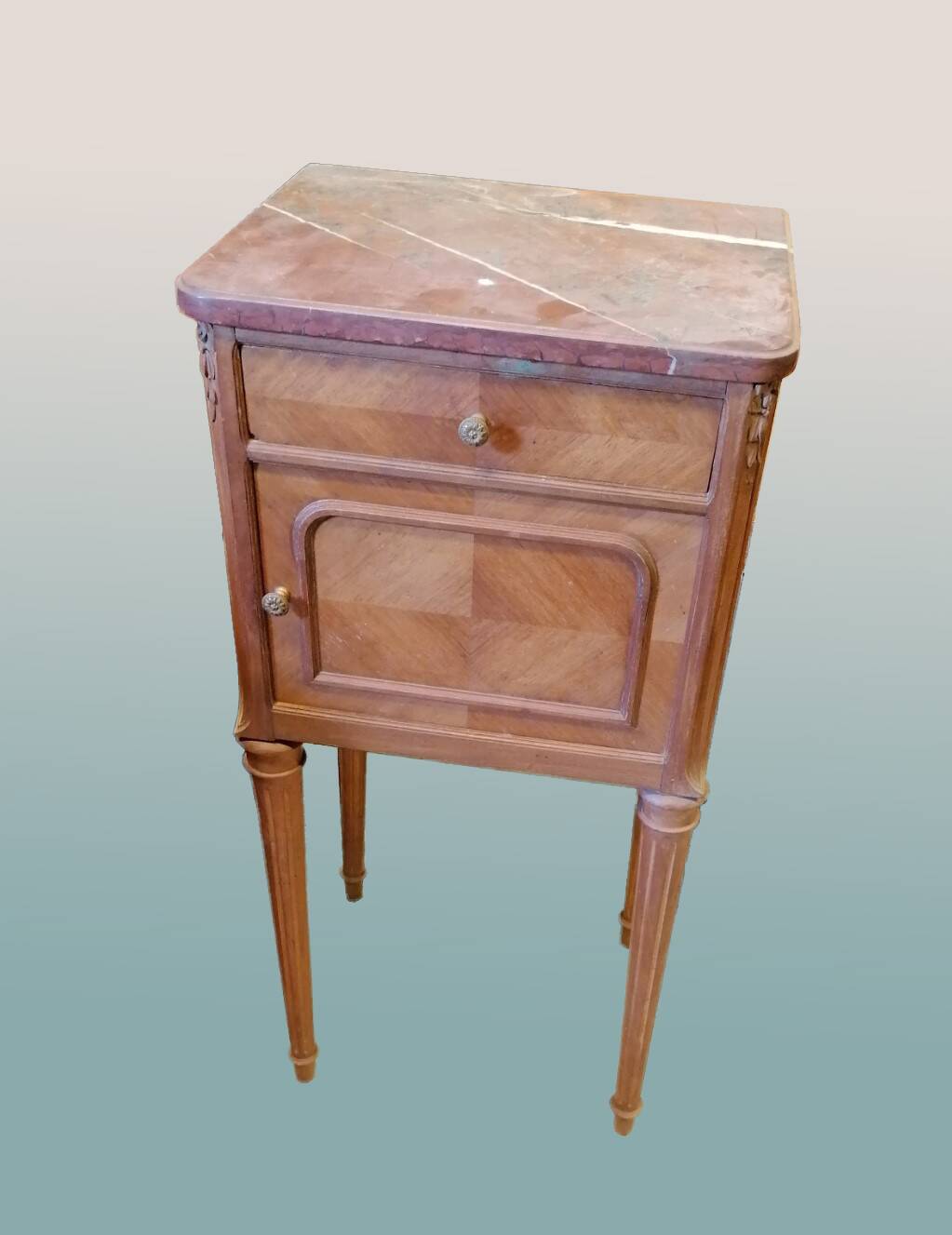 Louis XVI style wooden bedside table.
