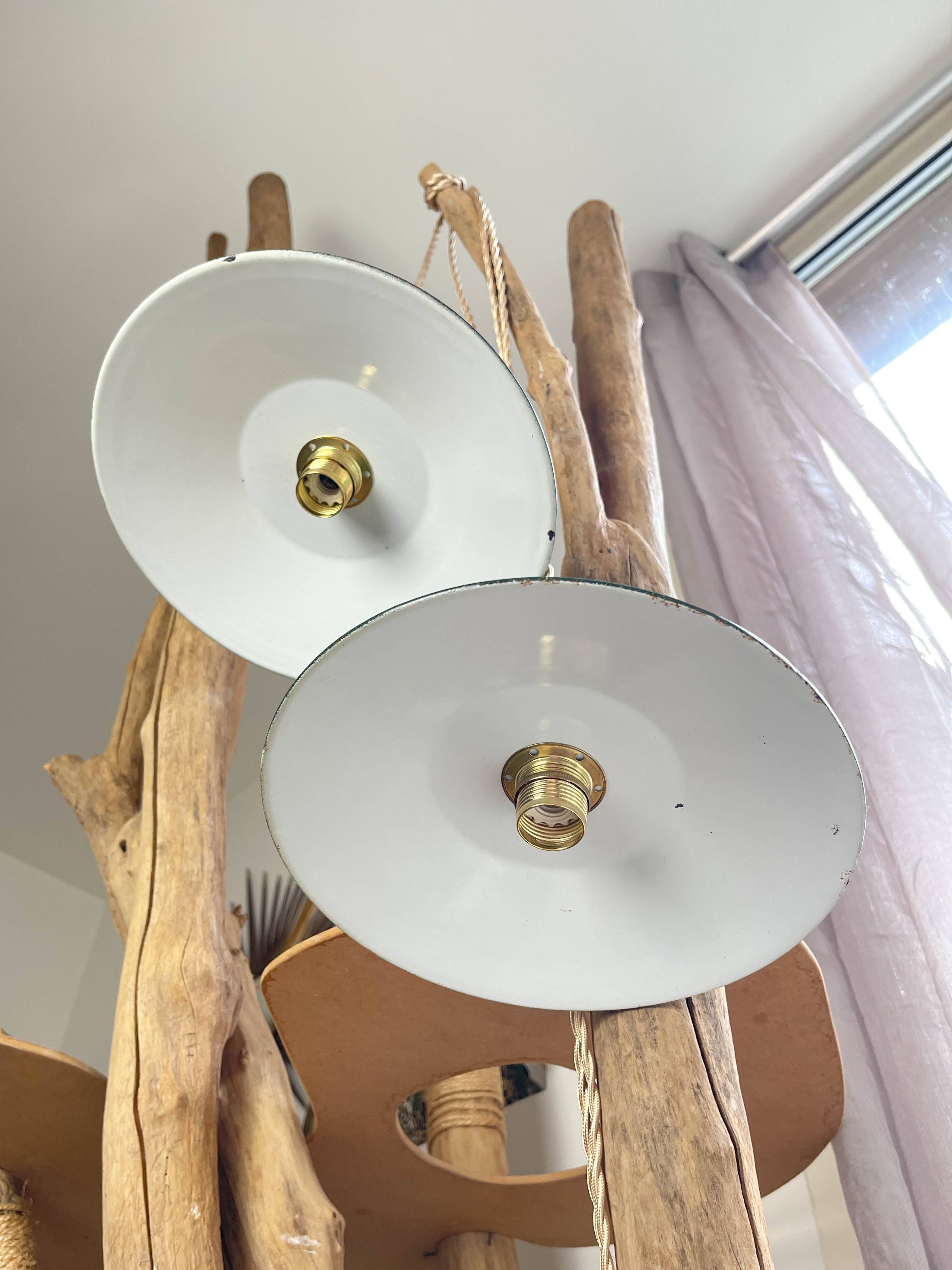 Vintage lampshade in green enamelled sheet metal, customizable