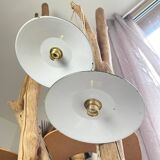 Vintage lampshade in green enamelled sheet metal, customizable