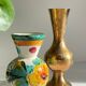 Vintage handcrafted ceramic and brass vases