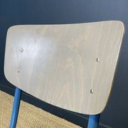 Set of 12 gray wood school chairs with blue feet Netherlands 70s/80s