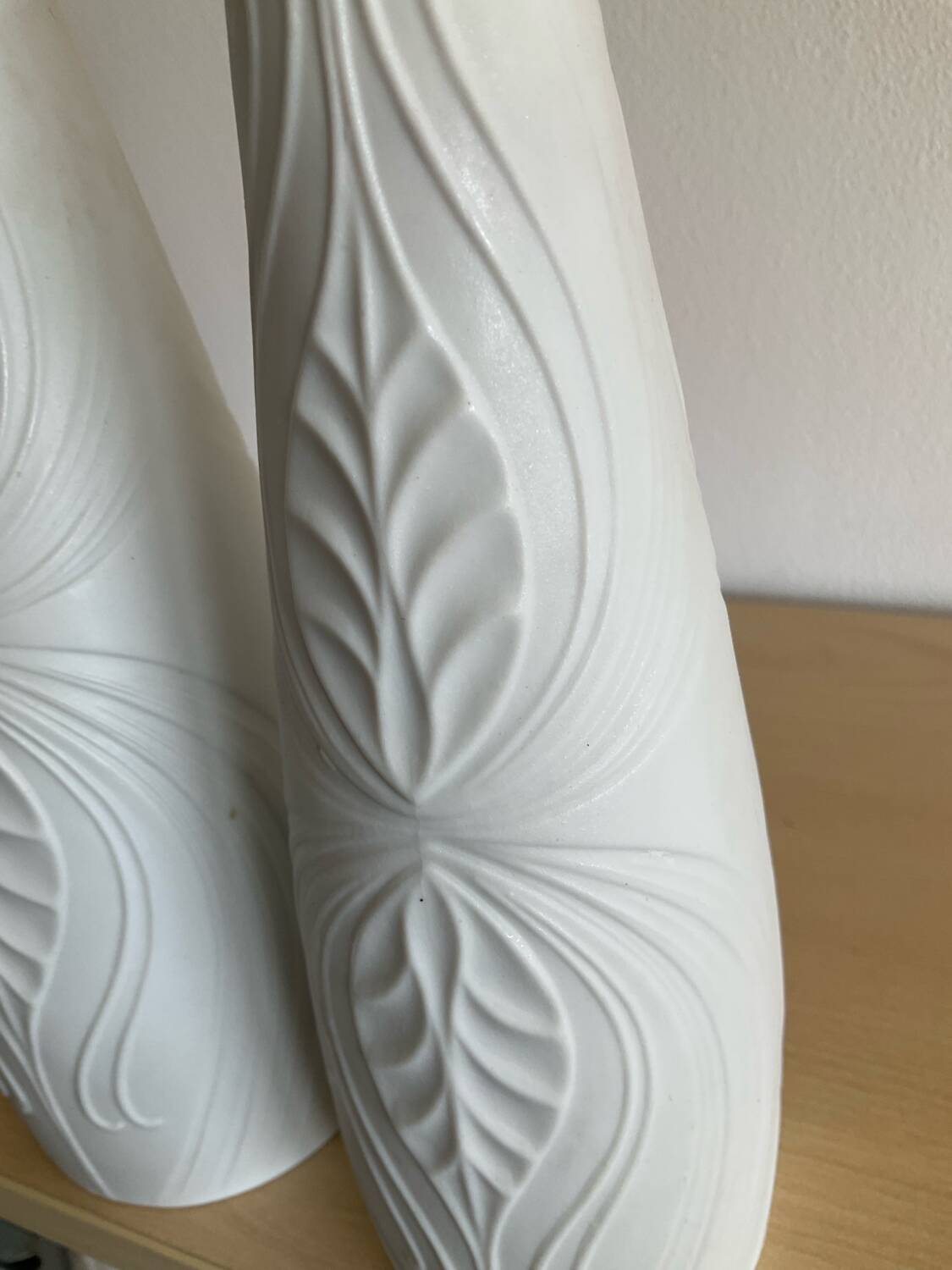 Trio of Op Art vases by KPM Germany in biscuit porcelain