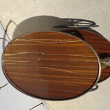 Double tray trolley in brass and formica