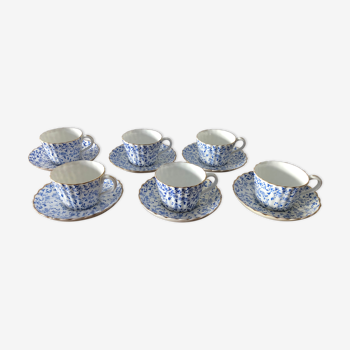 Set of 6 coffee cups in antique porcelain