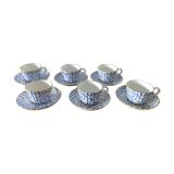 Set of 6 coffee cups in antique porcelain