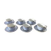 Set of 6 coffee cups in antique porcelain