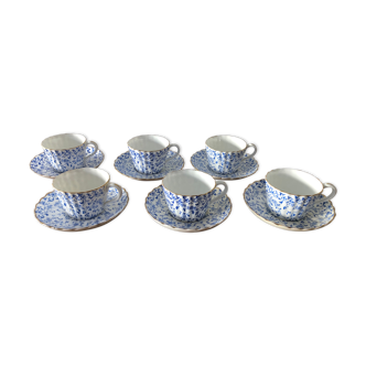 Set of 6 coffee cups in antique porcelain