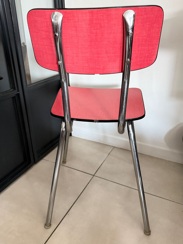 Chaise en Formica rouge vintage