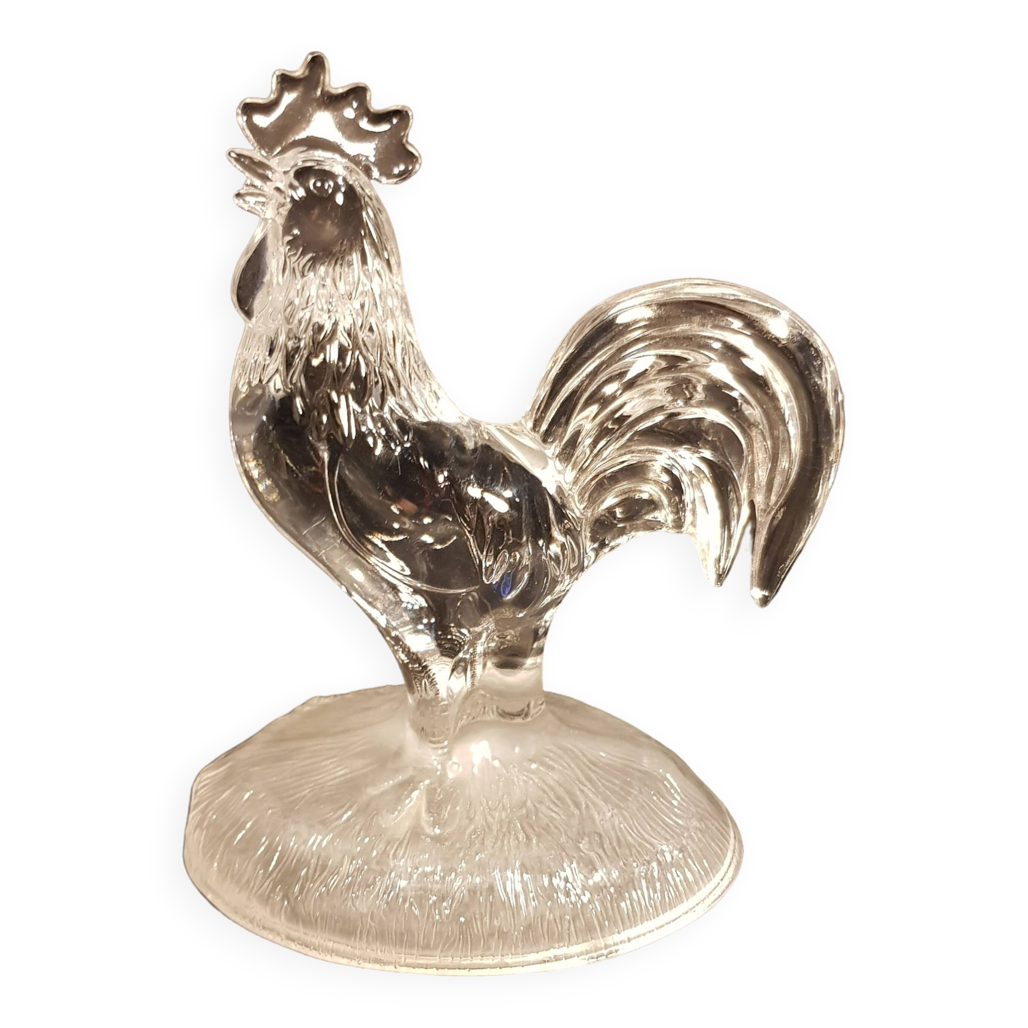 Glass rooster paperweight