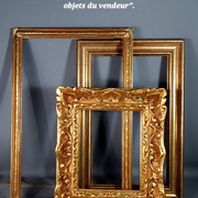 Cadre bords creux doré feuille d'or 47,5x43 feuillure 35,5x30,7 cm