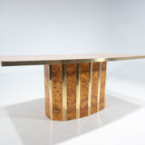 Mid-century modern dining table, Ash Burl, Italy