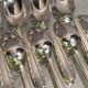 Suite of 12 small silver metal spoons design Vintage mid-twentieth