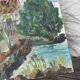 Old landscape painting oil on canvas