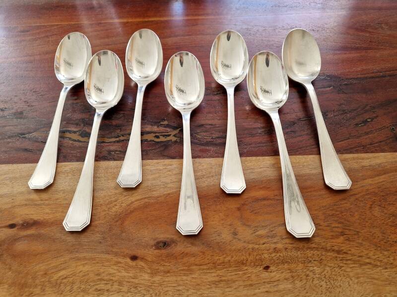Christofle - Set of 7 table spoons model America, Design Luc Lanel