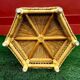 Vintage hexagonal rattan side table with original label, 1980.