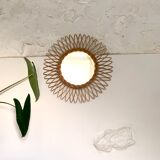 Vintage rattan sun mirror