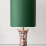 Chinese-style table lamp, French earthenware ceramic in Delft style, 1900s.