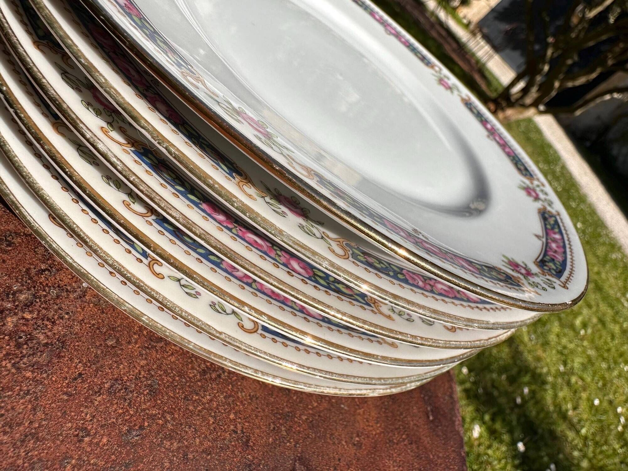 Set of 6 dessert plates in Limoges porcelain, Bernardaud & Co, dec