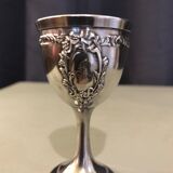 Coquetier Napoleon III solid silver poiçon Minerve with monogram L.M
