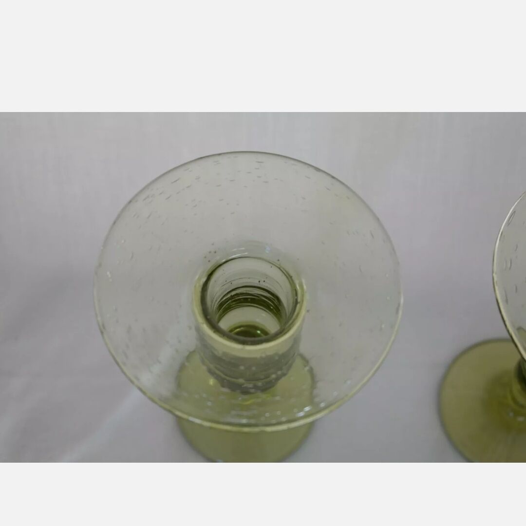 Pair of biot glass candlesticks