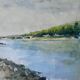 Watercolor painting of Ile Saint Denis, banks of the Seine, signed