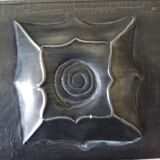 Brutalist metal wall mirror decoration pushed back year 70 vintage