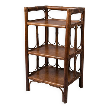 Charmante Étagère Vintage en Rotin et Bambou (3 niveaux)