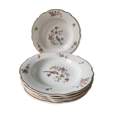 Set of 6 hollow plates Digoin Sarreguemines, Condé model