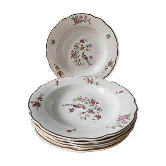 Lot de 6 assiettes creuses Digoin Sarreguemines, modèle Condé