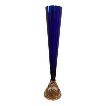 Cobalt blue blown glass bud vase