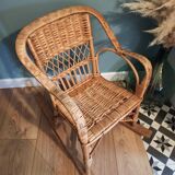 Vintage rattan children's rocking chair