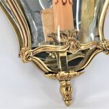 Pair of Louis XV style appliques in solid bronze & curved glass