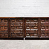 Spanish Brutalist Sideboard With Geometric Patterns, 1940s
