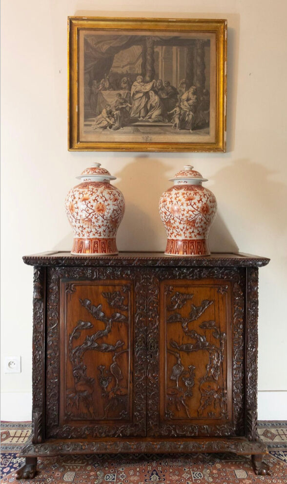 Buffet indochinois en bois de fer sculpté à la main 19ème siècle