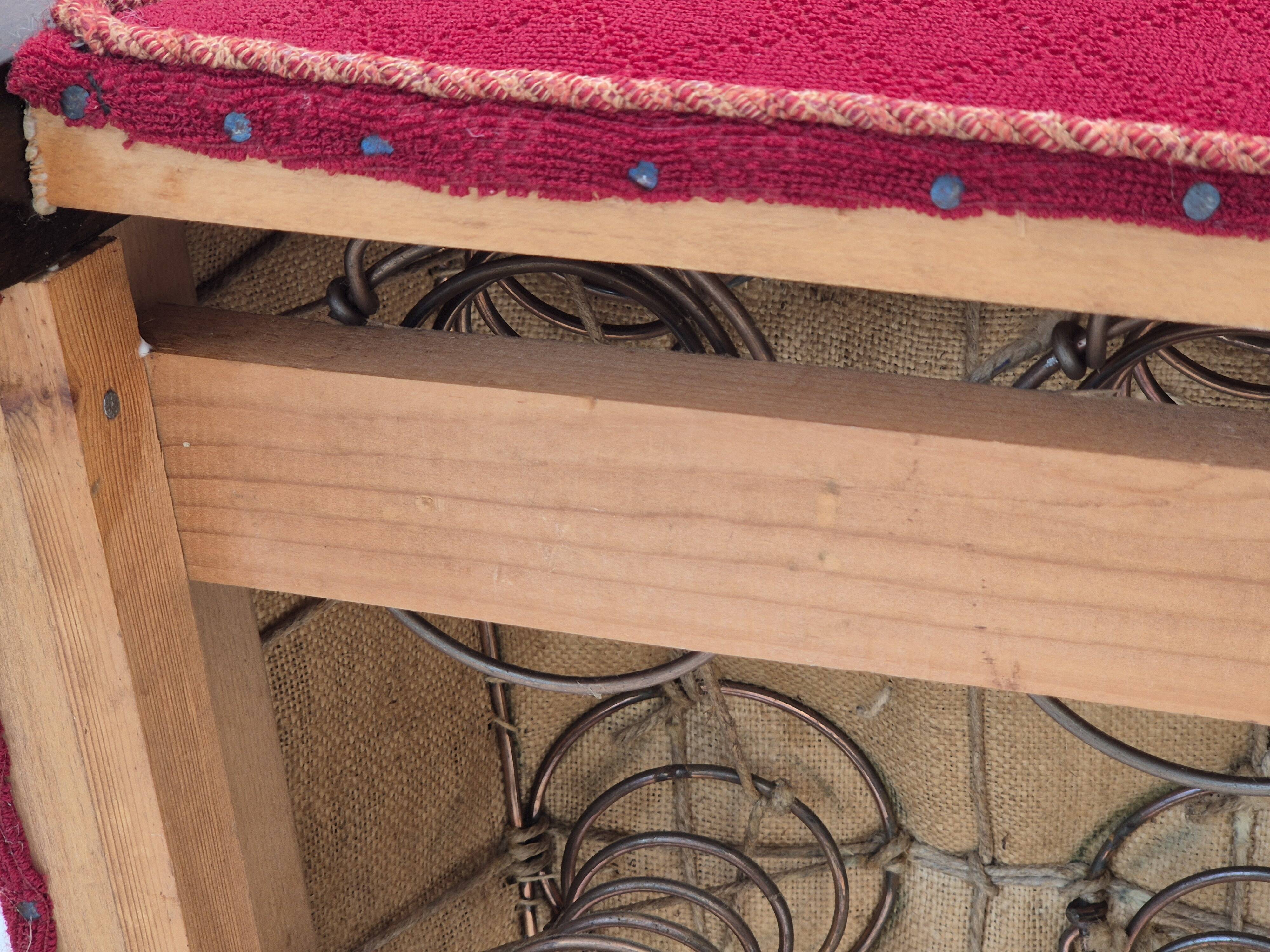 1950s, Danish design, armchair, original condition, red cotton-wool fabric.