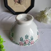 Old Bowl in Earthenware with Flower Decoration Marked underneath M