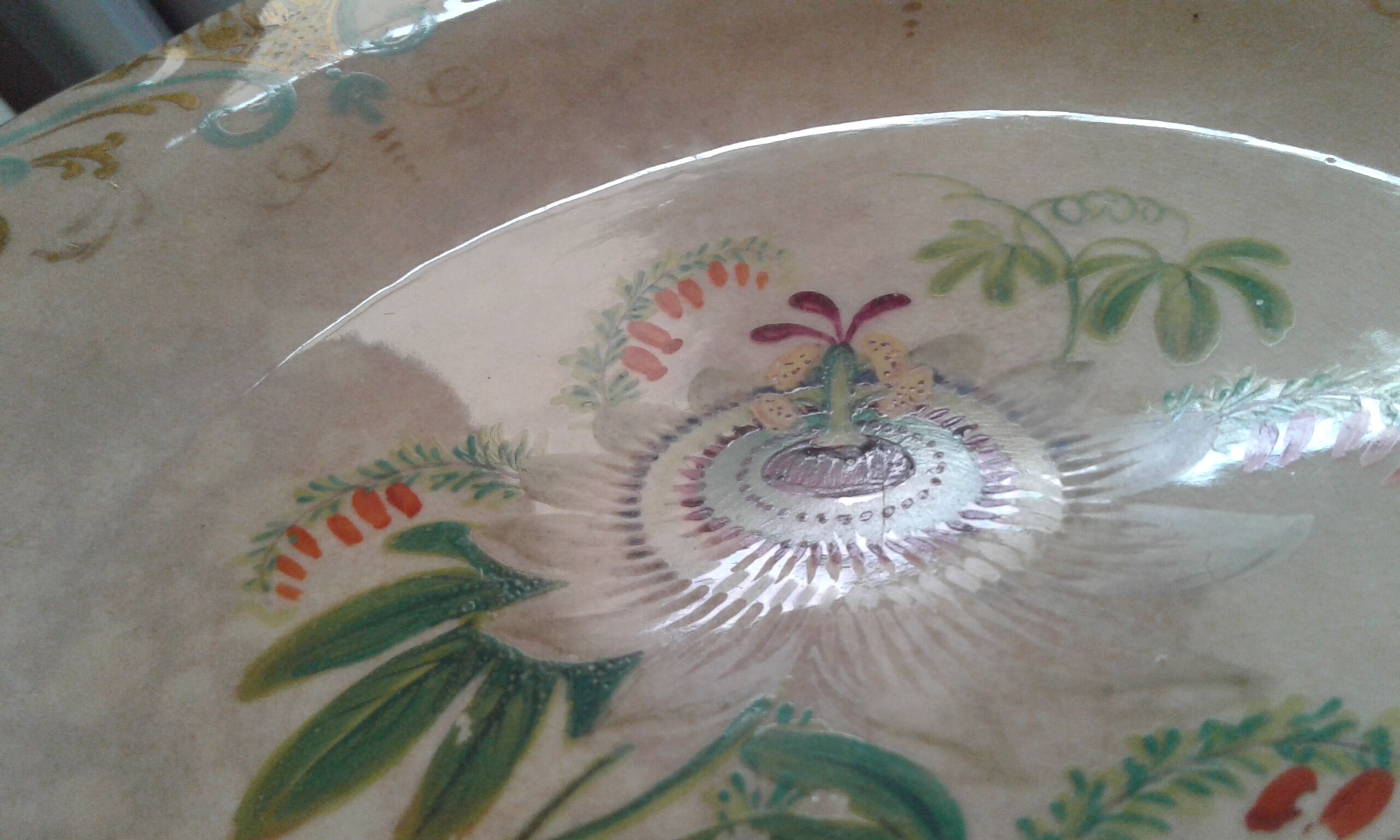 4 Old plates. Flowers. 19th